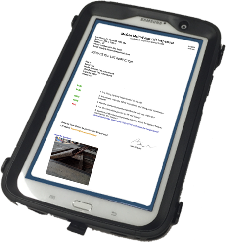 Lift inspection report on iPad