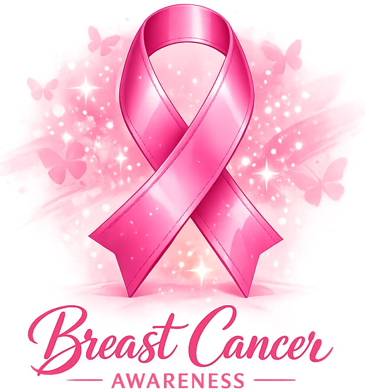 Pink breast cancer awareness ribbon